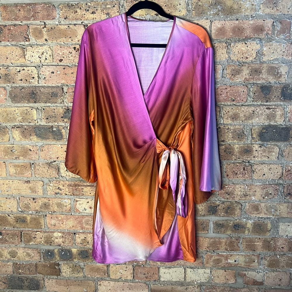 Devotion Twins ombré silk wrap dress, mini length, size s, never been worn